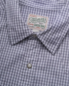 Closeup detail view of Men's Vintage Weight Sawtooth Short Sleeve Pearl Snap - Grey/White Gingham