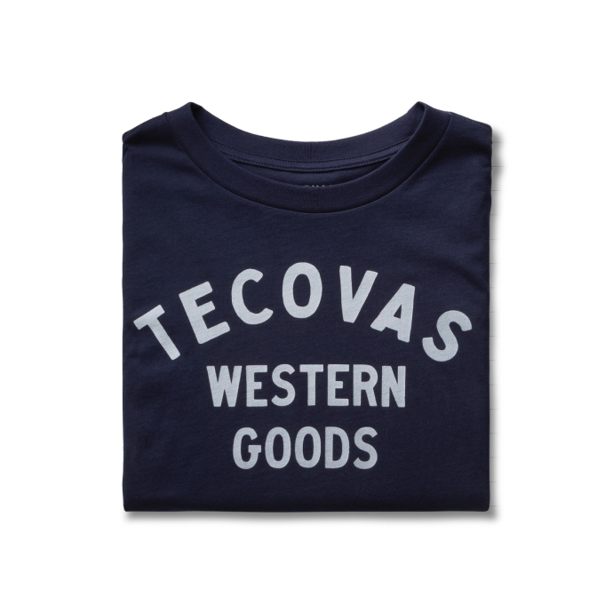 Women's Western Goods Tee - Navy/Bone on plain background