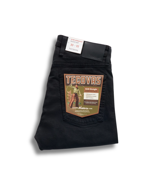 View of Men's Slim Straight Stretch Twill - Black