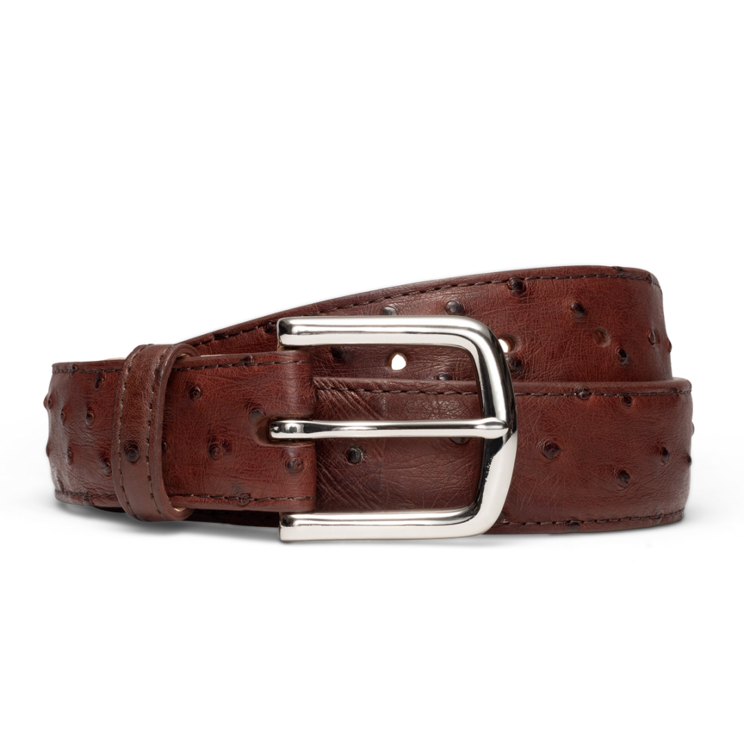 Full Quill Leather Belts | Men's Ostrich Belt - Mahogany | Tecovas
