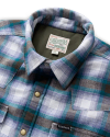 Closeup detail view of Men's Sawtooth Pearl Snap Shacket - Gray/Balsam Plaid