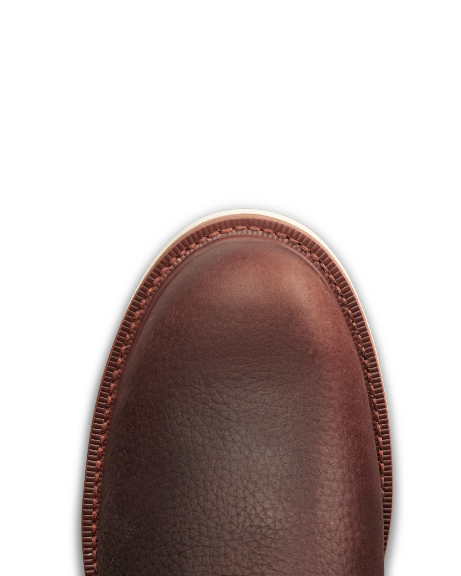 Toe view of The Knox Lace Up - Tobacco Cowhide on plain background