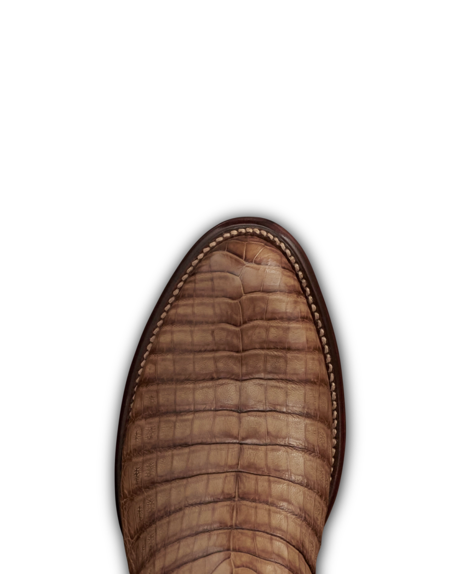 Toe view of The Dillon - Toffee Caiman on plain background