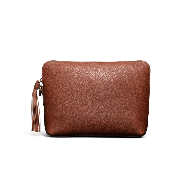 Vachetta Leather Long Double Tassel Bag Charm Natural 