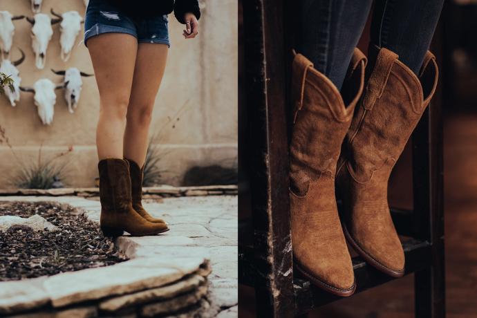 woman in cowgirl boots