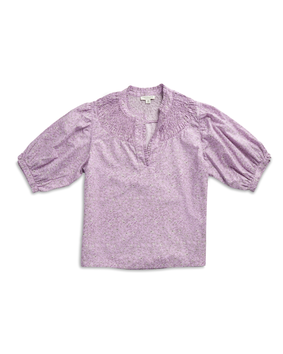 Front view of Women's Split Neck Top - Purple on plain background