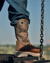 Toe view of LongHaul Waterproof Square Composite Toe Work Boot - Saddle / Fossil on plain background