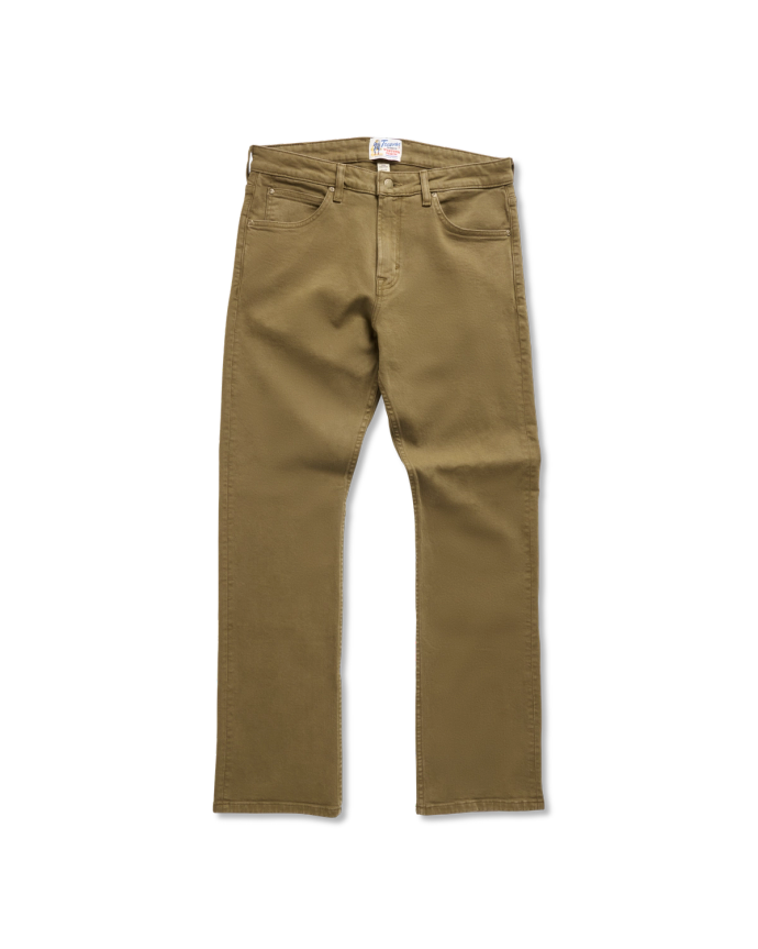 Front view of Men's Slim Straight Stretch Twill - Olive on plain background