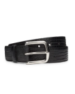 Front view of Men's Lizard Belt II - Midnight on plain background