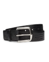 Front view of Men's Lizard Belt II - Midnight on plain background