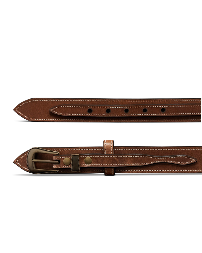 Closeup view of Men's Ranger Belt - Medium Brown