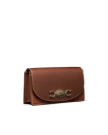 Quarterfront view of Concho Chain Crossbody - Saddle on plain background