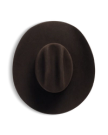 Top view of Cattleman Birthday X Hat - Dark Brown on plain background