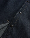 Closeup detail view of Men's Denim Pearl Snap (II) - Dark