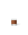 Front view of Leather Tasting Glass - Brown on plain background