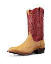 Quarterfront view of The Weston - Cedar / Red Ostrich on plain background