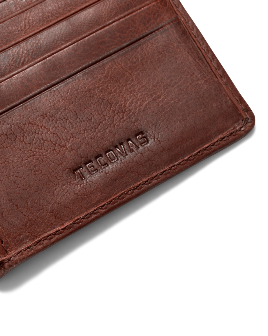 Closeup view of Goat Billfold - Scotch