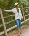 View of The Belle Wool Cowgirl Hat - Cream