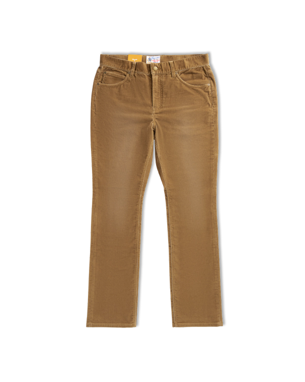 Front view of Men's Slim Straight Stretch Corduroy - Olivewood on plain background