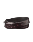 Back view of Men's Ostrich Belt II - Black Cherry on plain background
