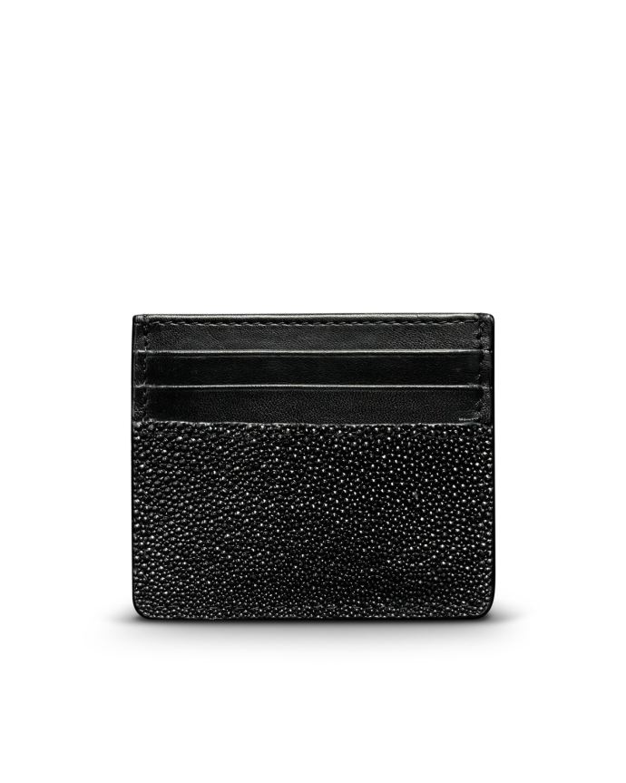 Back view of Men's Stingray Card Case - Jet Black on plain background