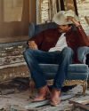 View of Men's Suede Overshirt - Brown