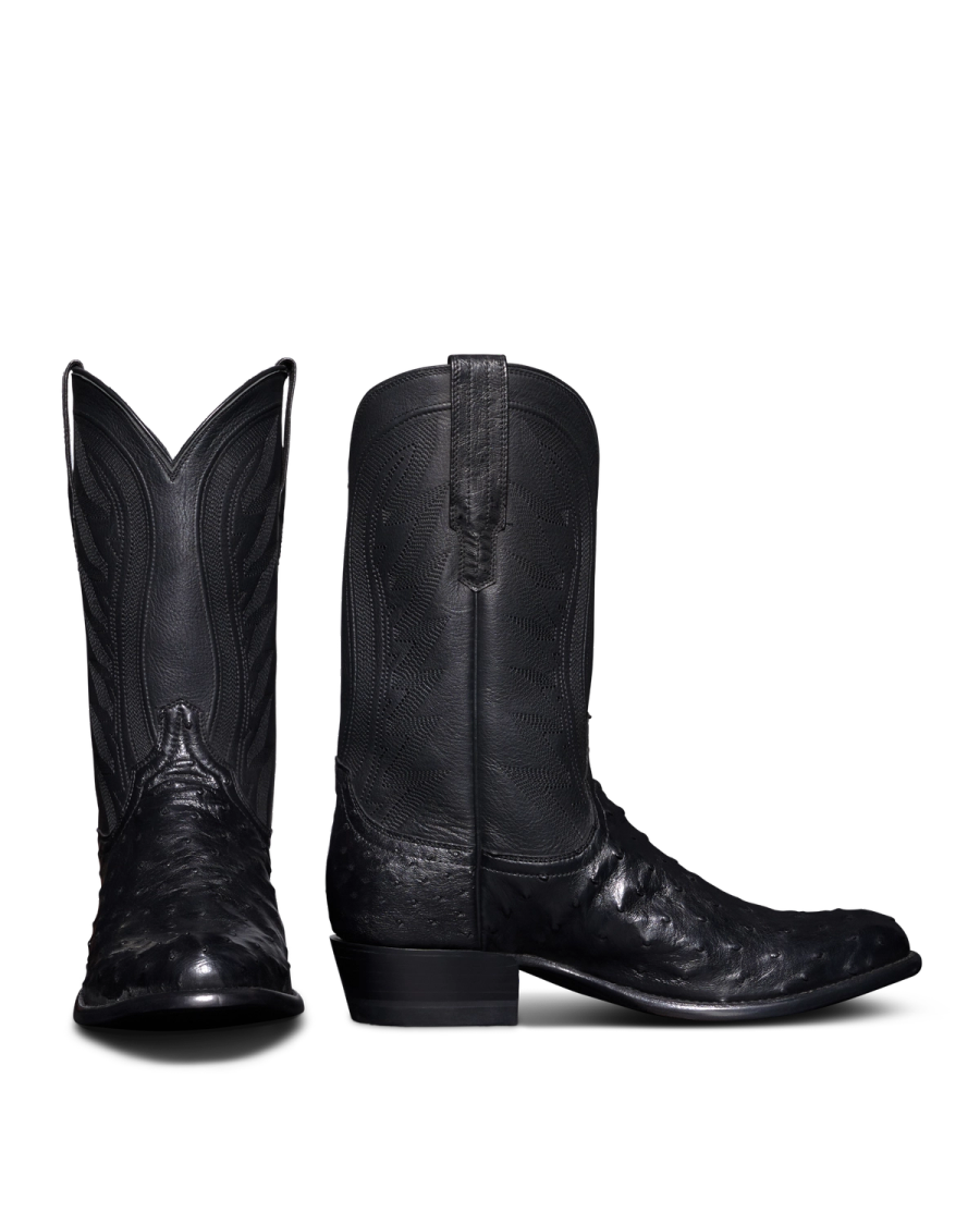 The Wyatt Cowboy Boot - Black ostrich | Tecovas display picture 3