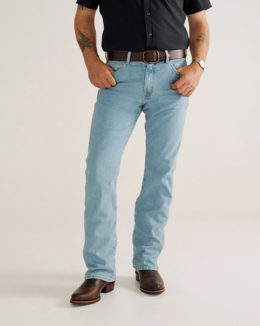 Men's Modern Bootcut Jeans - Light Blue denim | Tecovas