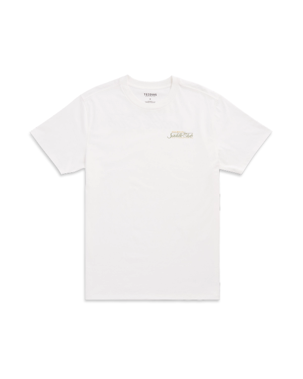 Front view of Men's Saddle Club T-Shirt - Bone/Multi on plain background