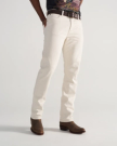 Front view of Men's Slim Stretch Twill - Light Sand on model