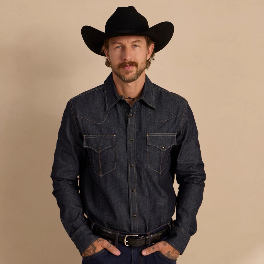 Redhead Ranch Muleshoe Denim Long-Sleeve Snap-Down Shirt for Men - Ranch Wash - M