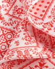 Closeup view of Bandana Ribbon Scarf - Red / Cream