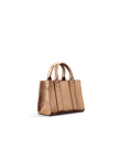 Quarterfront view of Mini Metallic Satchel - Copper Cowhide on plain background