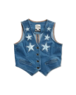Front view of Tecovas x Cathy Han Women’s Custom Denim Vest - Medium Wash on plain background