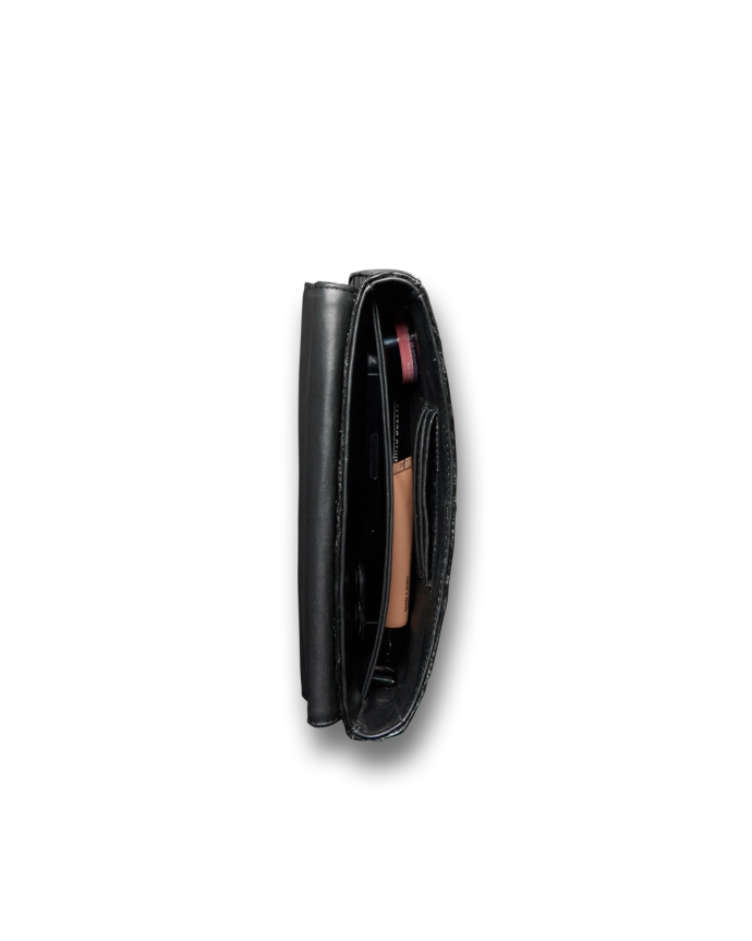 Inside view of Eel Concho Clutch - Midnight on plain background