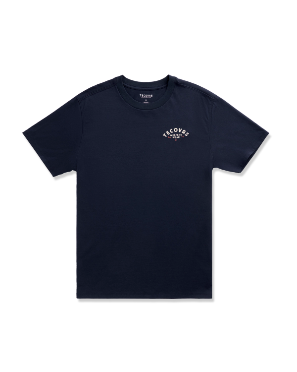 Front view of Men's Western Wear T-Shirt - Navy/Bone on plain background