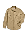 Closeup detail view of Men's Denim Long Sleeve Pearl Snap - Coriander