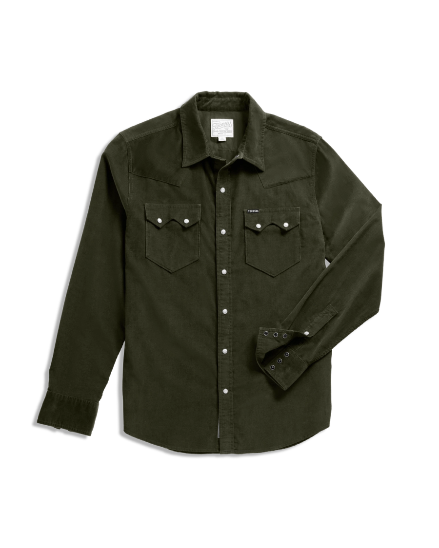 Men's Green Corduroy Pearl Snap Shirt | Tecovas