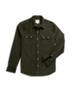 Closeup detail view of Men's Texas Weight Corduroy Pearl Snap LS - Pine