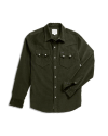 Closeup detail view of Men's Texas Weight Corduroy Pearl Snap LS - Pine
