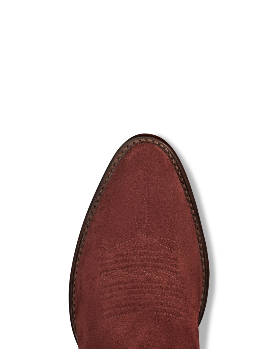Toe view of The Jane - Brick Suede on plain background