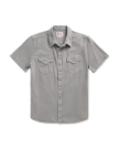 Closeup detail view of Men's Denim Short Sleeve Pearl Snap - Light Gray