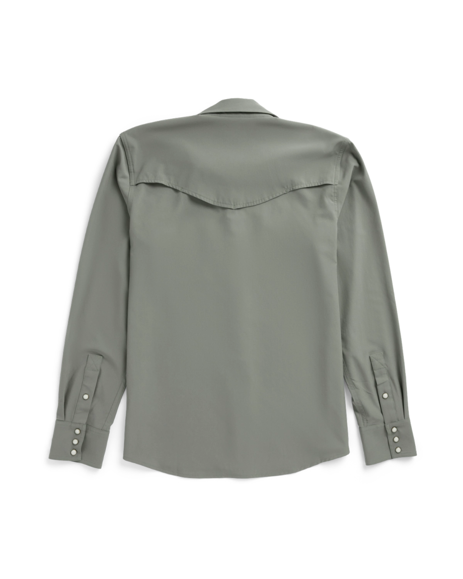 Closeup detail view of Men's Performance Western Pearl Snap - Cactus