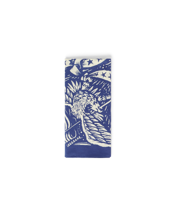Folded view of Americana Bandana - Blue on plain background