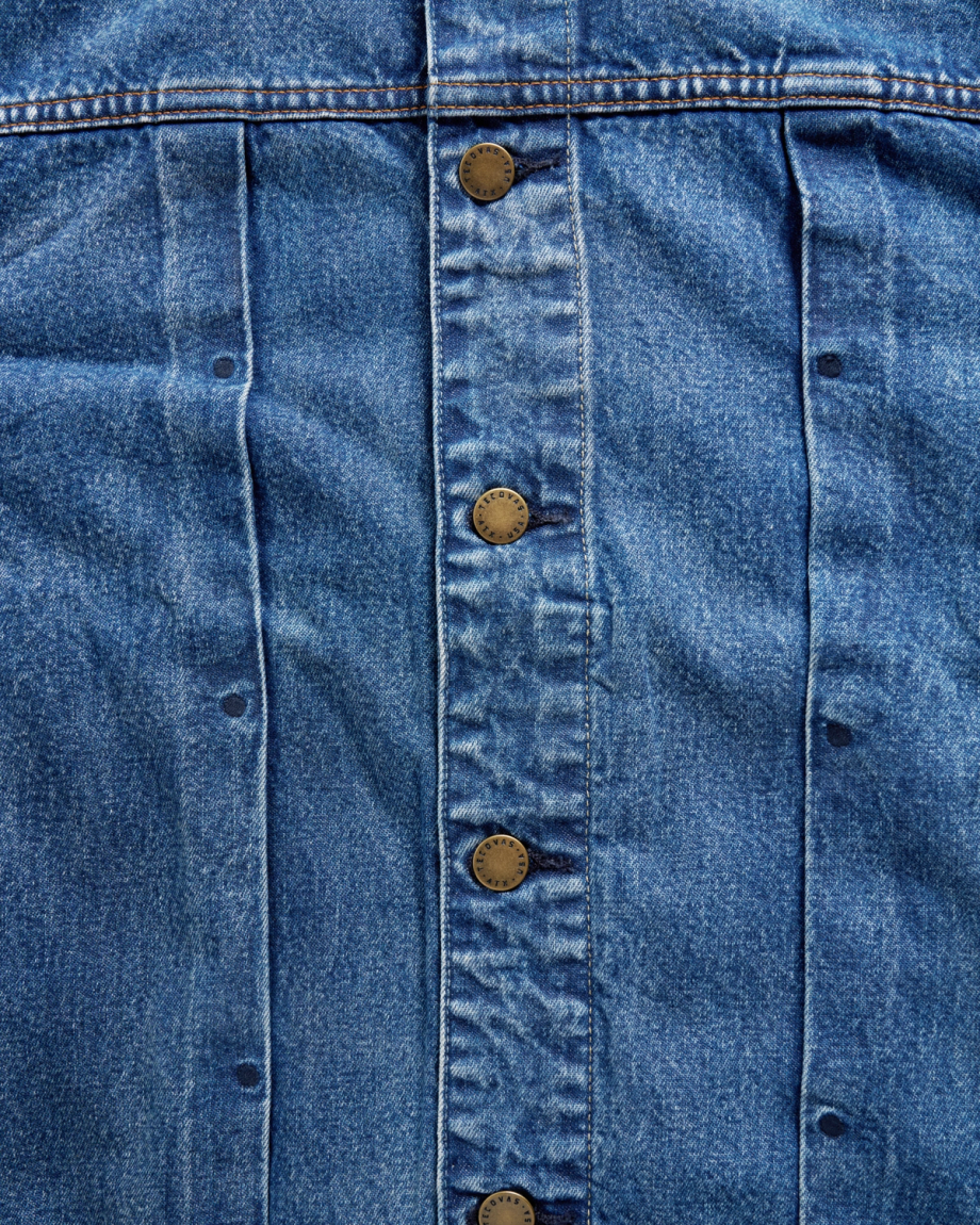 Closeup view of Men's Denim Ranch Hand Trucker - Medium Wash