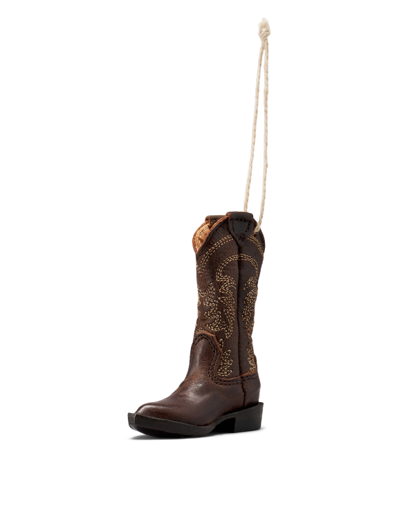 Quarterfront view of Annie Boot Ornament - Cafe on plain background