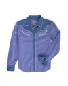 Front view of Women's Dolly Blouse - Blue/White on plain background