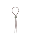 Front view of Iron Lamb Turquoise Drop Bolo - Turquoise/Brown on plain background
