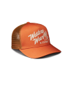 Quarterfront view of Western Wear 5 Panel Mid Pro Trucker - Burnt Orange on plain background