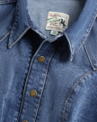 Closeup detail view of Women's L/S Denim Midi Dress - Medium Wash